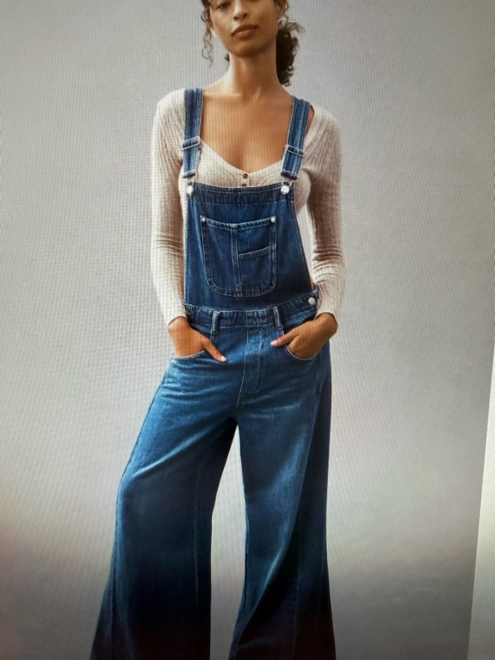 Pilcro Adi Denim Flare Overalls Anthropologie Indigo Wide-Leg Denim Overalls